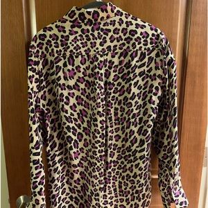 Animal print silk blouse with beautiful drape and color